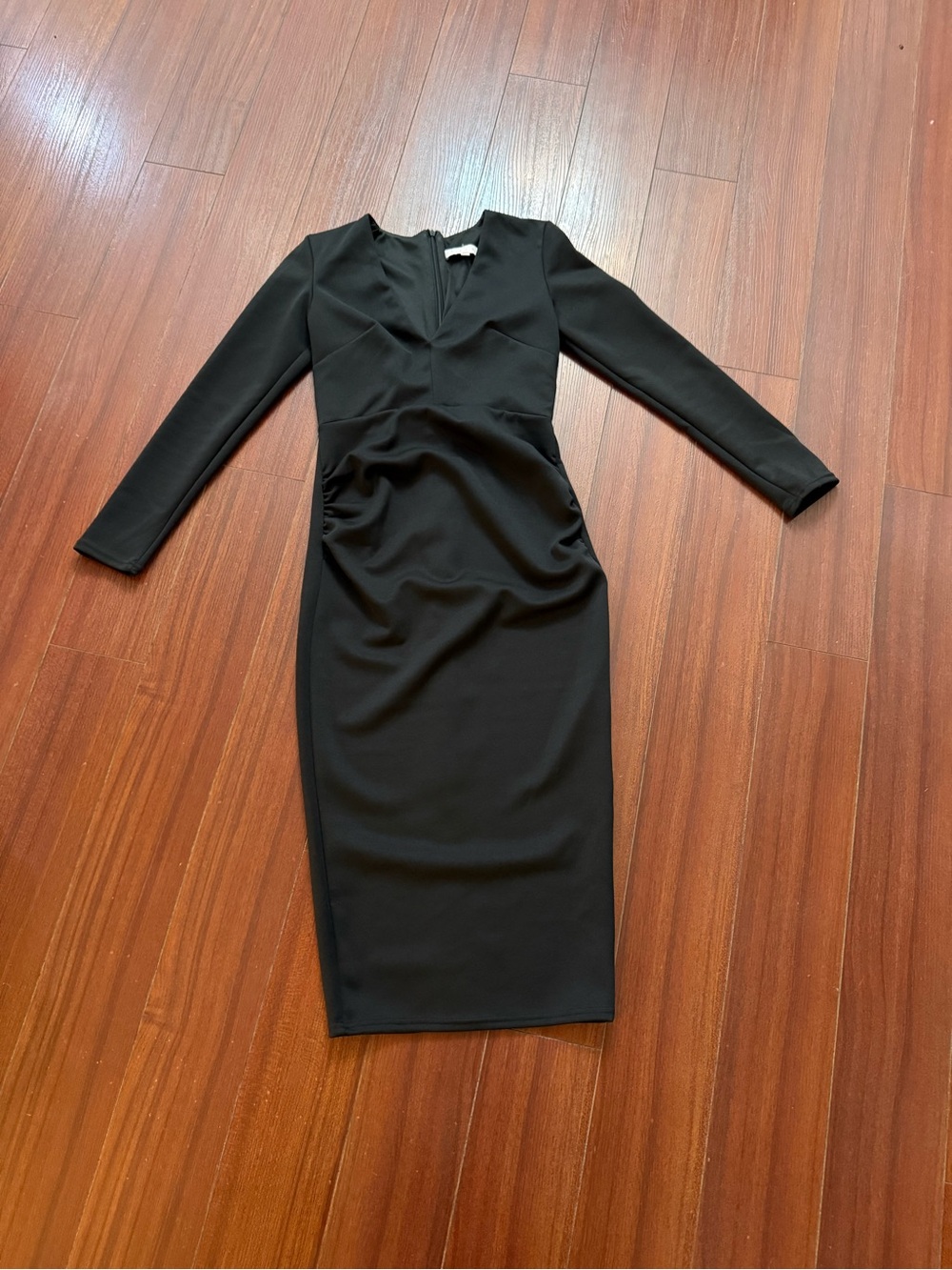 Classic Black Long-Sleeve Sheath Dress